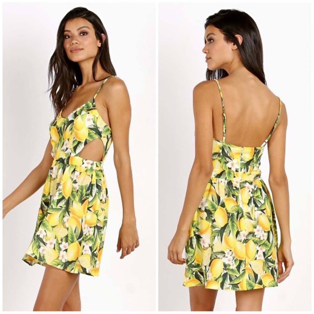 Show My Your MuMu Lemon Citrus Piper Mini Cutout Dress Size XS